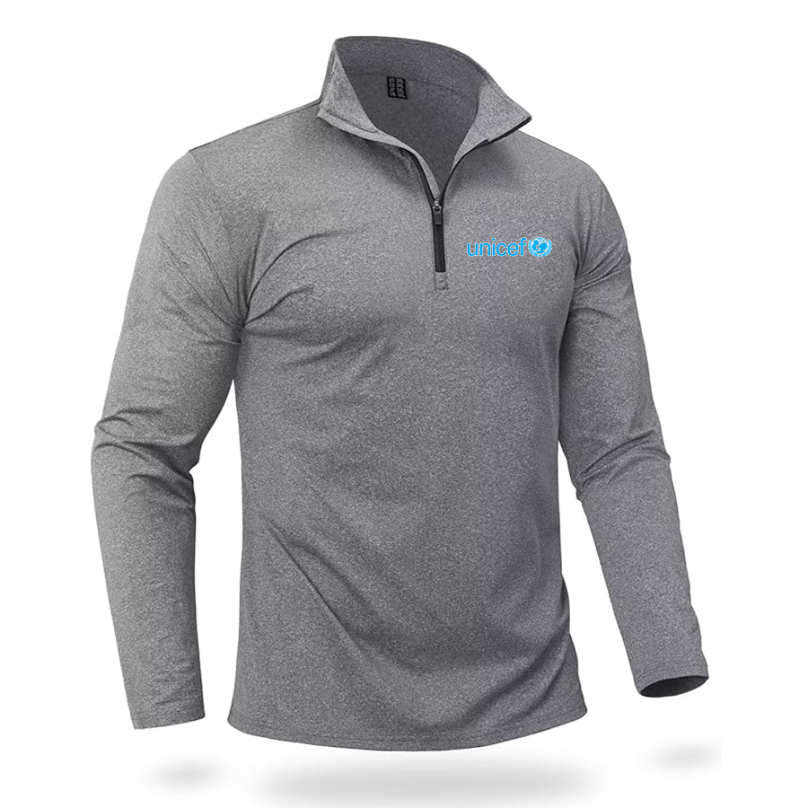 Men's UNICEF Quarter Zip Pullover Premium Fleece Lined Heather Long Sleeve Golf Shirts Midweight 1/4 Half Zip Sweatshirts