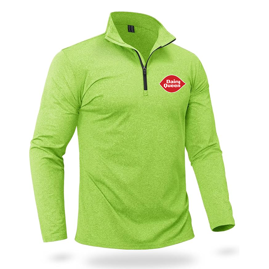 Men's Dairy Queen Quarter Zip Pullover Premium Fleece Lined Heather Long Sleeve Golf Shirts Midweight 1/4 Half Zip Sweatshirts