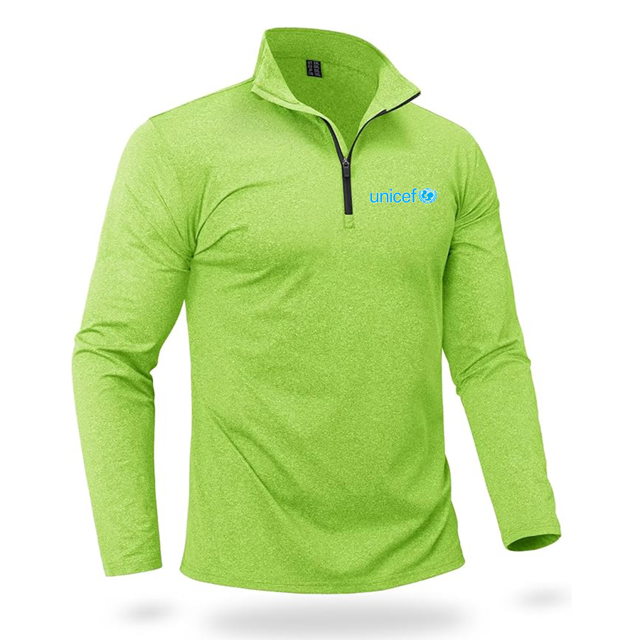 Men's UNICEF Quarter Zip Pullover Premium Fleece Lined Heather Long Sleeve Golf Shirts Midweight 1/4 Half Zip Sweatshirts