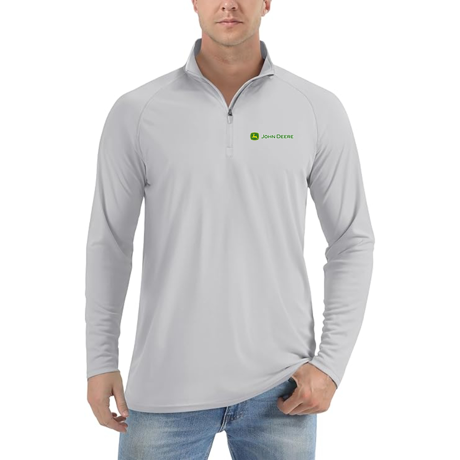 Men's John Deere Lightweight Quarter-Zip Athletic Shirt Long Sleeve Performance Wear