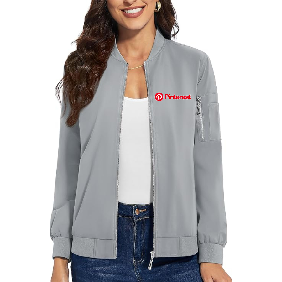 Women's Pinterest Premium Bomber Jacket with Polished Detailing and Functional Sleeve Pocket Modern Luxury Outerwear