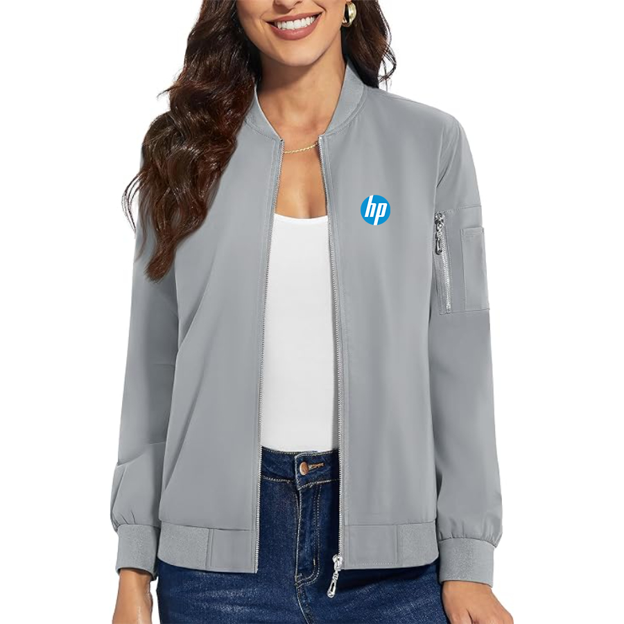 Women's hp Premium Bomber Jacket with Polished Detailing and Functional Sleeve Pocket Modern Luxury Outerwear