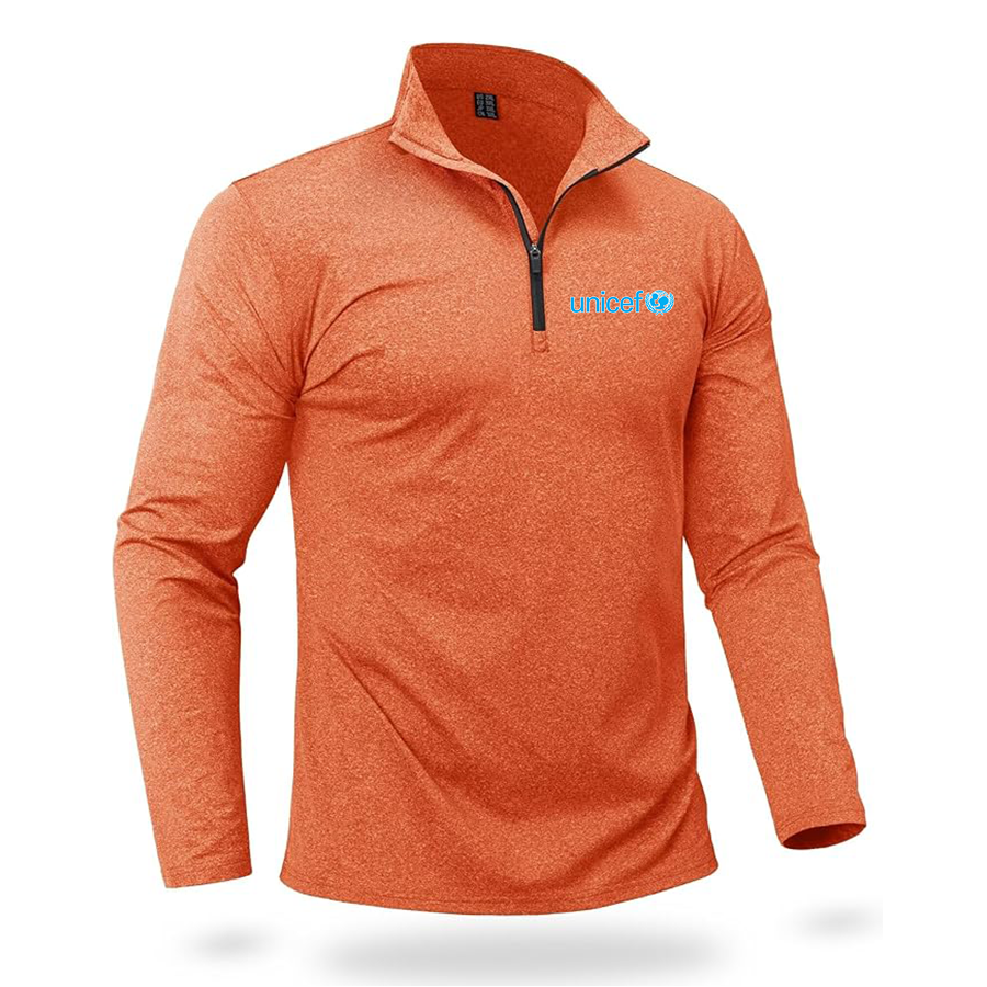 Men's UNICEF Quarter Zip Pullover Premium Fleece Lined Heather Long Sleeve Golf Shirts Midweight 1/4 Half Zip Sweatshirts