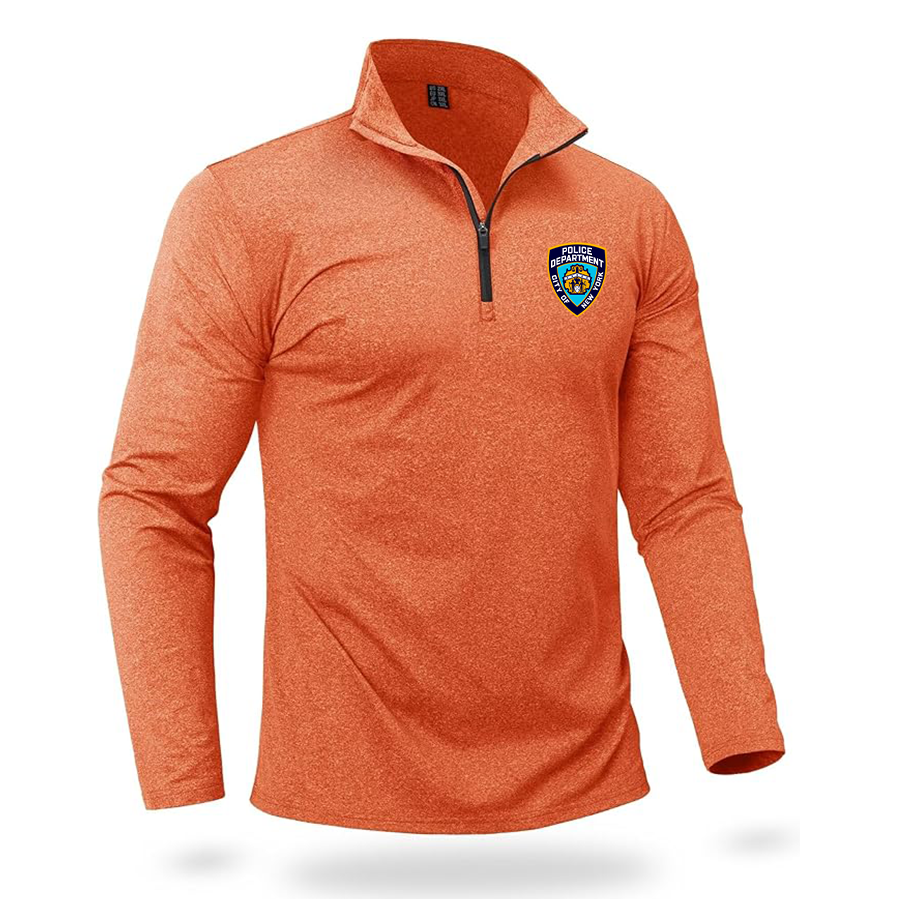 Men's NYPD Quarter Zip Pullover Premium Fleece Lined Heather Long Sleeve Golf Shirts Midweight 1/4 Half Zip Sweatshirts