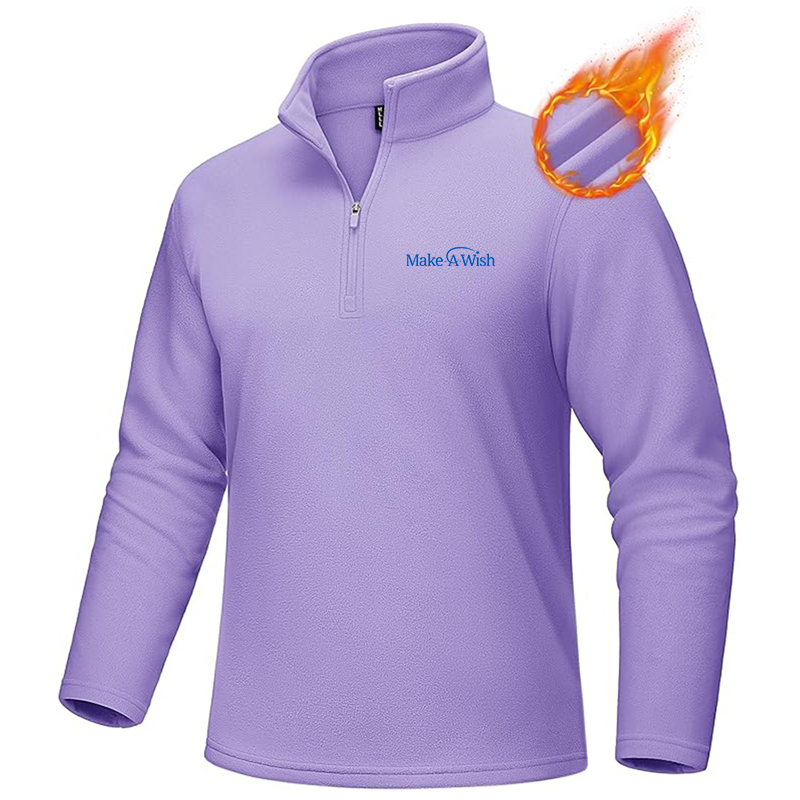 Men's Make-A-Wish MAGCOMSEN Quarter-Zip Pullover Polar Fleece Sweatshirt Stand Collar Long Sleeve Shirt for Men Thermal Winter Fall