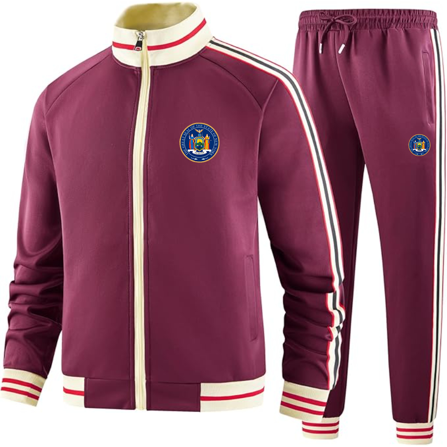 Men's New York  Two-Piece Designer Tracksuit with Bold Striped Accents and Zippered Front Elevated Athletic Wear