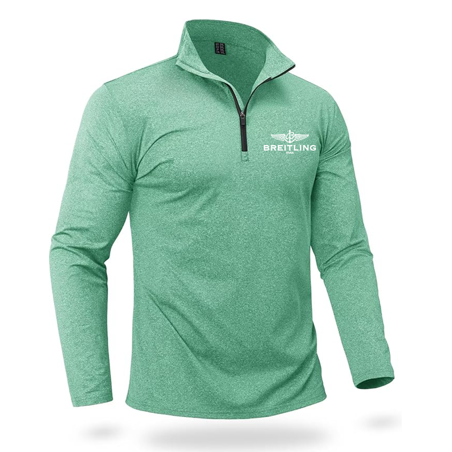 Men's Breitling  Quarter Zip Pullover Premium Fleece Lined Heather Long Sleeve Golf Shirts Midweight 1/4 Half Zip Sweatshirts