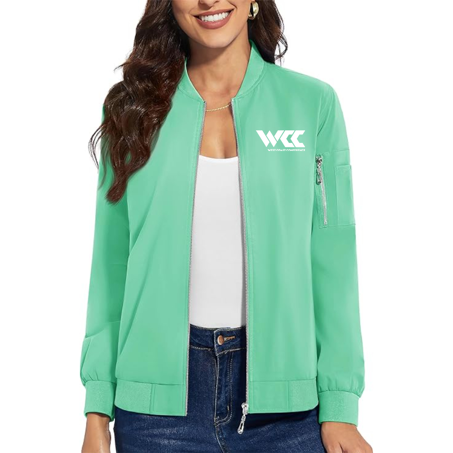 Women's West Coast Conference Premium Bomber Jacket with Polished Detailing and Functional Sleeve Pocket Modern Luxury Outerwear