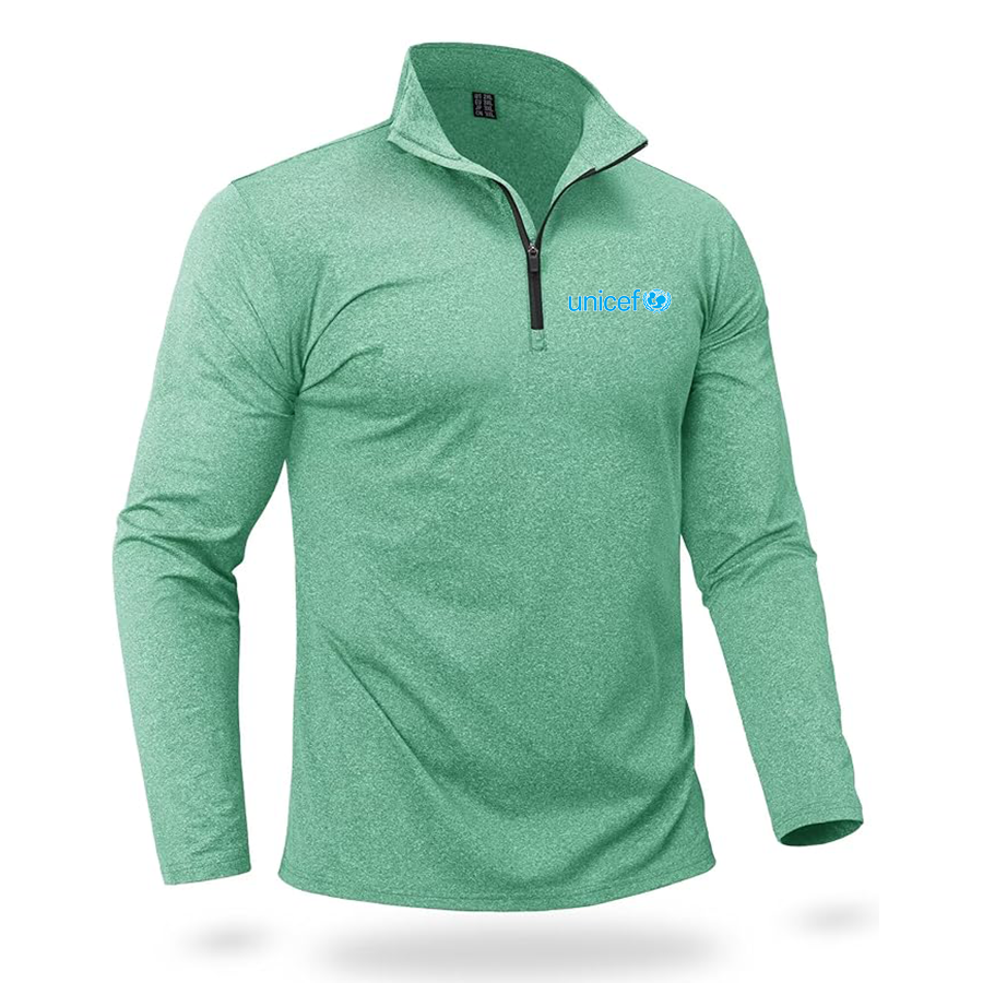 Men's UNICEF Quarter Zip Pullover Premium Fleece Lined Heather Long Sleeve Golf Shirts Midweight 1/4 Half Zip Sweatshirts