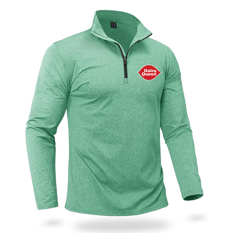 Men's Dairy Queen Quarter Zip Pullover Premium Fleece Lined Heather Long Sleeve Golf Shirts Midweight 1/4 Half Zip Sweatshirts