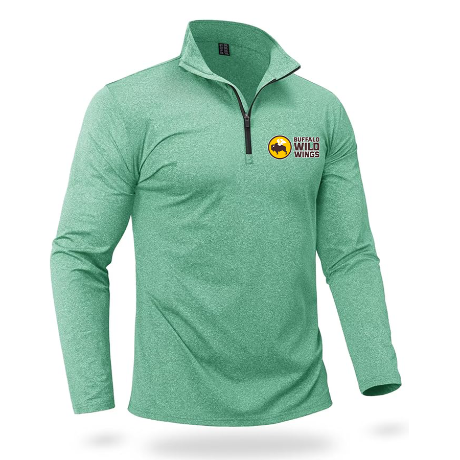 Men's Buffalo Wild Wings Quarter Zip Pullover Premium Fleece Lined Heather Long Sleeve Golf Shirts Midweight 1/4 Half Zip Sweatshirts