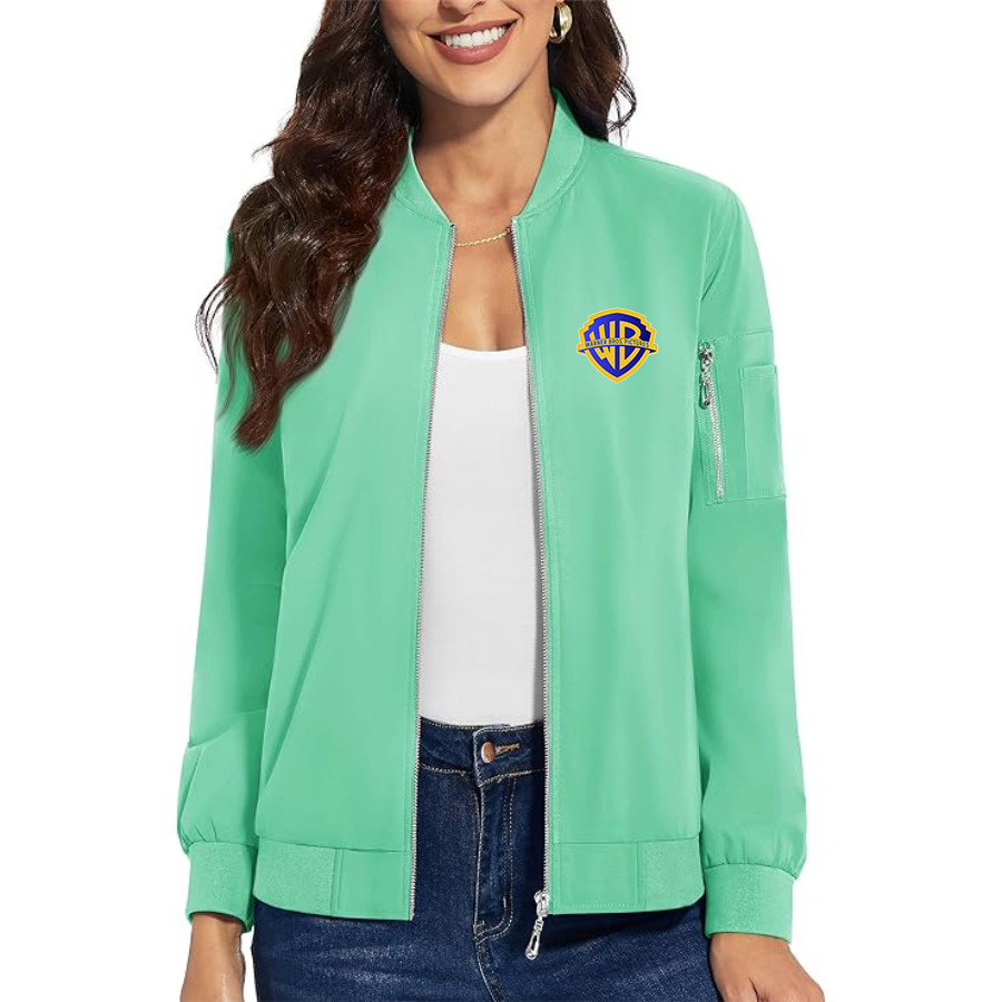 Women's  Warner Bros  Premium Bomber Jacket with Polished Detailing and Functional Sleeve Pocket Modern Luxury Outerwear