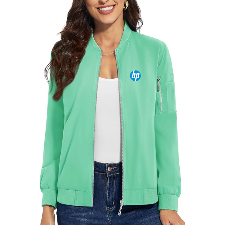Women's hp Premium Bomber Jacket with Polished Detailing and Functional Sleeve Pocket Modern Luxury Outerwear