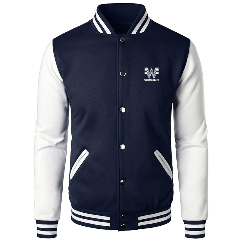 Men's What A Burger Varsity Baseball Jacket Cotton Blend Letterman Jackets