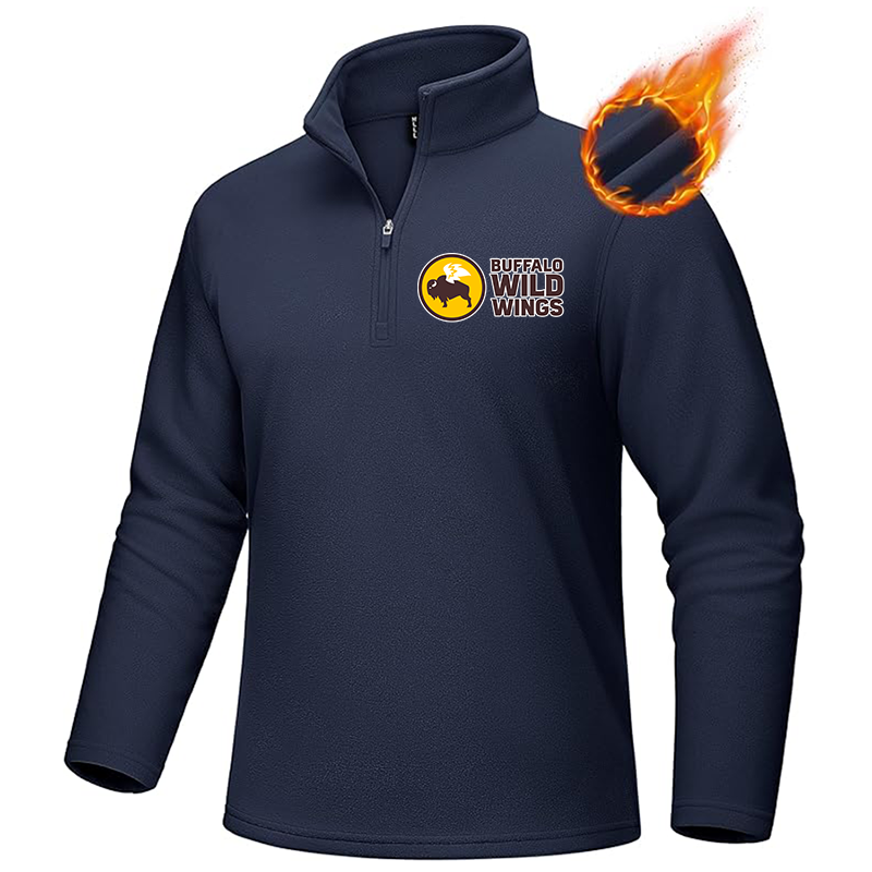 Men's Buffalo Wild Wings MAGCOMSEN Quarter-Zip Pullover Polar Fleece Sweatshirt Stand Collar Long Sleeve Shirt for Men Thermal Winter Fall