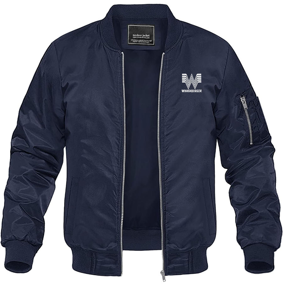 Men's What A Burger Lightweight Bomber Jacket Windbreaker Casual Fall Spring Outdoor Coat
