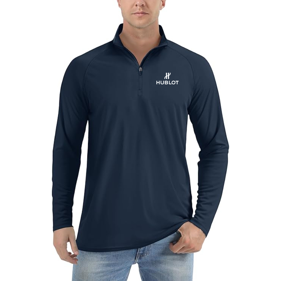 Men's Hublot Lightweight Quarter-Zip Athletic Shirt Long Sleeve Performance Wear
