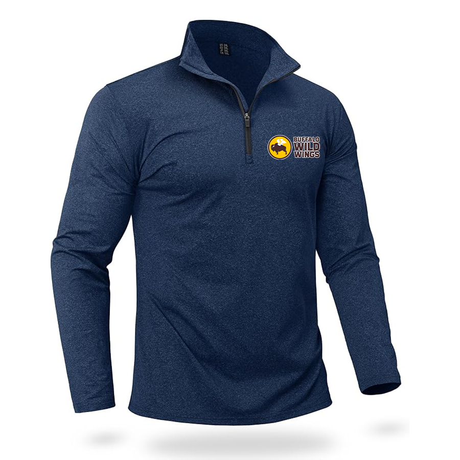Men's Buffalo Wild Wings Quarter Zip Pullover Premium Fleece Lined Heather Long Sleeve Golf Shirts Midweight 1/4 Half Zip Sweatshirts