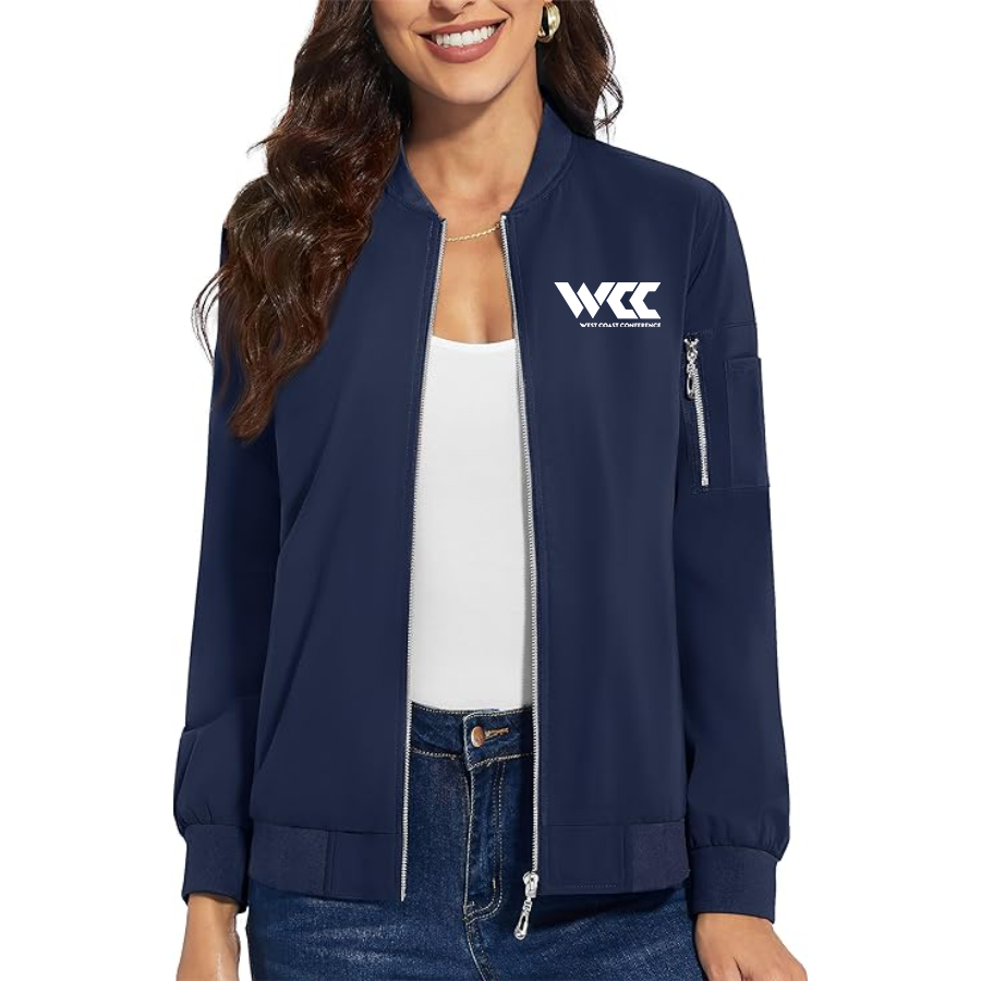 Women's West Coast Conference Premium Bomber Jacket with Polished Detailing and Functional Sleeve Pocket Modern Luxury Outerwear