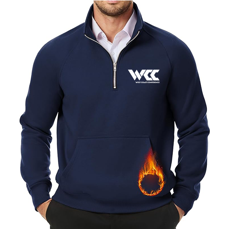 Men's West Coast Conference JMIERR  Quarter Zip Pullover Heavy Sweatshirts Warm Fleece Sweatshirt Polo