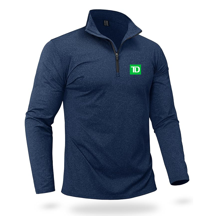 Men's TD Bank Quarter Zip Pullover Premium Fleece Lined Heather Long Sleeve Golf Shirts Midweight 1/4 Half Zip Sweatshirts