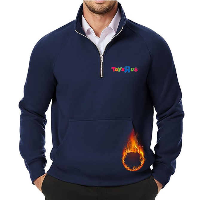 Men's Toys R Us JMIERR  Quarter Zip Pullover Heavy Sweatshirts Warm Fleece Sweatshirt Polo