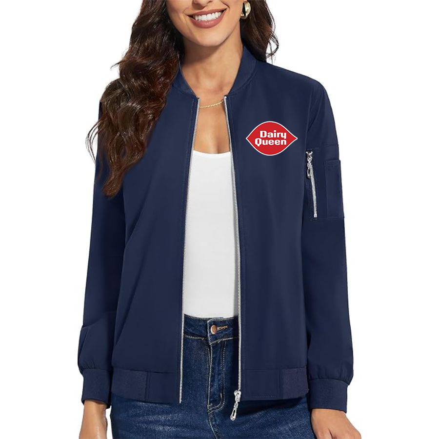Women's Dairy Queen Premium Bomber Jacket with Polished Detailing and Functional Sleeve Pocket Modern Luxury Outerwear