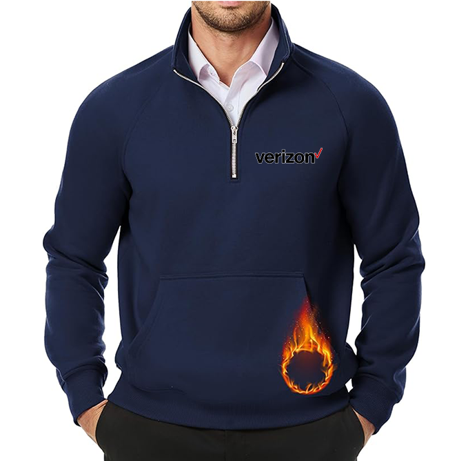 Men's Verizon JMIERR  Quarter Zip Pullover Heavy Sweatshirts Warm Fleece Sweatshirt Polo