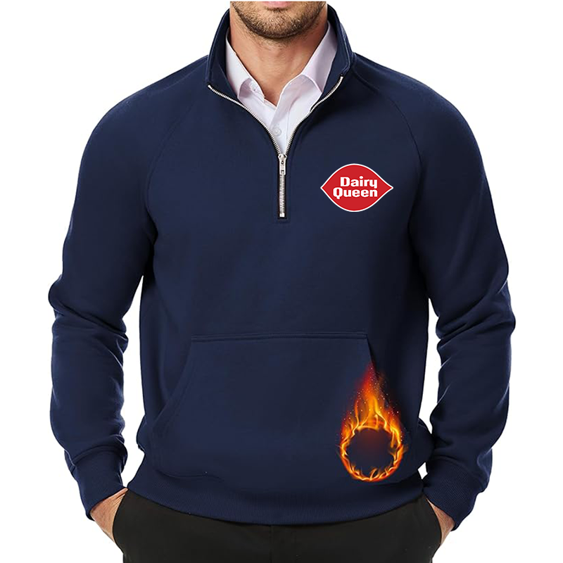 Men's Dairy Queen JMIERR  Quarter Zip Pullover Heavy Sweatshirts Warm Fleece Sweatshirt Polo