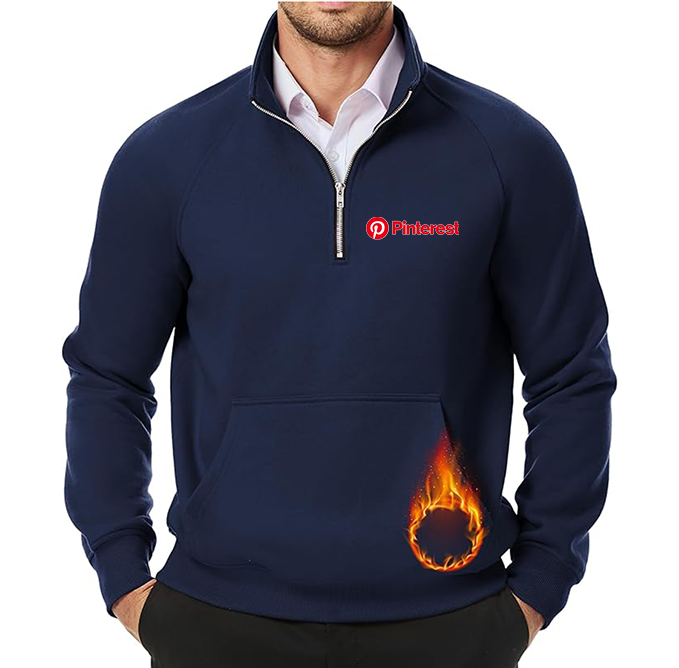 Men's Pinterest JMIERR  Quarter Zip Pullover Heavy Sweatshirts Warm Fleece Sweatshirt Polo