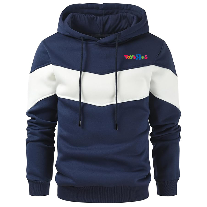 Men's Toys R Us Gesean Novelty Color Block Pullover Fleece Hoodie Long Sleeve Casual Sweatshirt with Pocket