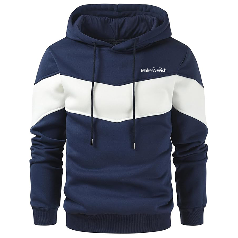 Men's Make-A-Wish  Gesean Novelty Color Block Pullover Fleece Hoodie Long Sleeve Casual Sweatshirt with Pocket