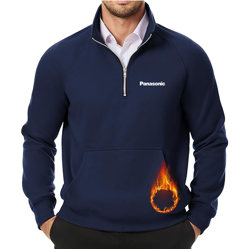 Men's Panasonic JMIERR  Quarter Zip Pullover Heavy Sweatshirts Warm Fleece Sweatshirt Polo