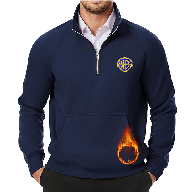 Men's Warner Bros JMIERR  Quarter Zip Pullover Heavy Sweatshirts Warm Fleece Sweatshirt Polo