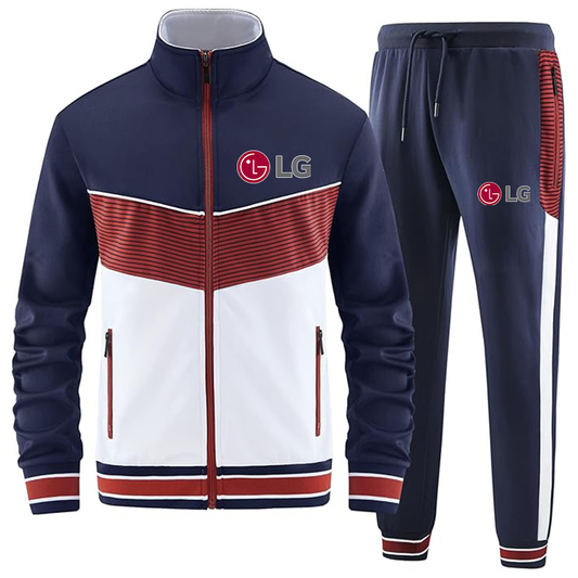 Men's  LG ANOTWENER Casual 2 Piece Tracksuit Sets Long Sleeve Full Zip Jacket and Sweatpants Sport Outfits Sweatsuits