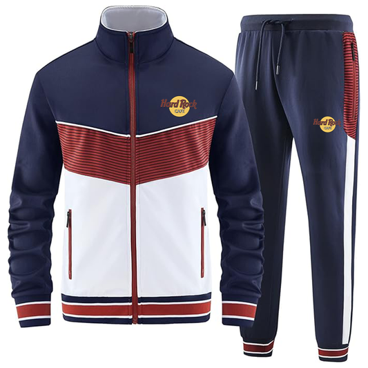 Men's Hard Rock Cafe ANOTWENER Casual 2 Piece Tracksuit Sets Long Sleeve Full Zip Jacket and Sweatpants Sport Outfits Sweatsuits