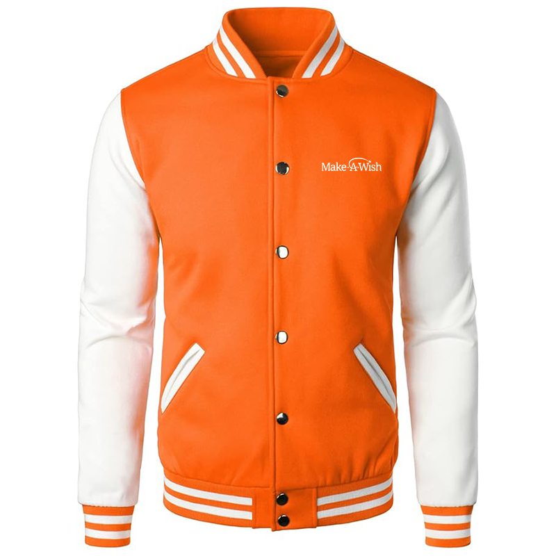 Men's Make-A-Wish  Varsity Baseball Jacket Cotton Blend Letterman Jackets