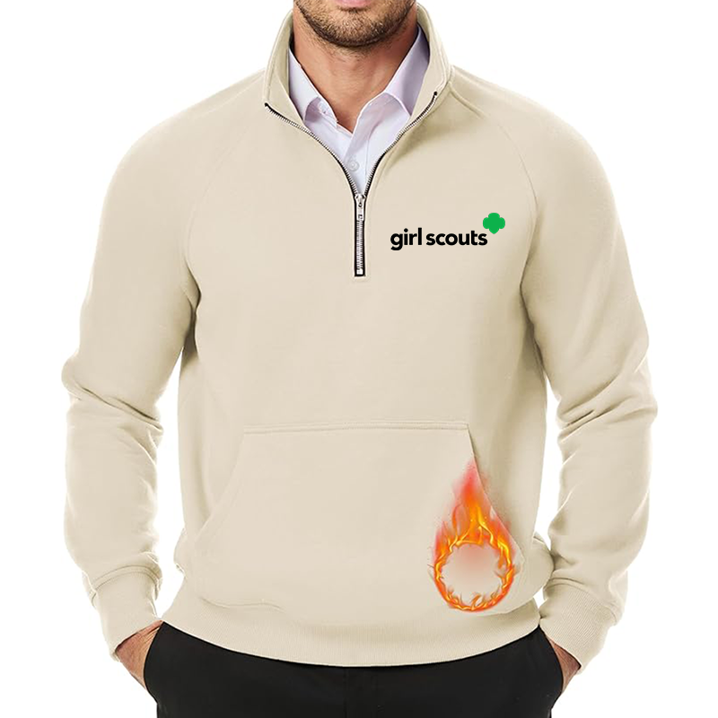 Men's Girl Scouts JMIERR  Quarter Zip Pullover Heavy Sweatshirts Warm Fleece Sweatshirt Polo