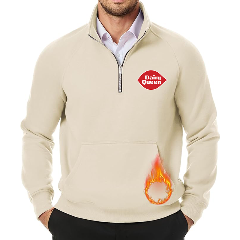 Men's Dairy Queen JMIERR  Quarter Zip Pullover Heavy Sweatshirts Warm Fleece Sweatshirt Polo