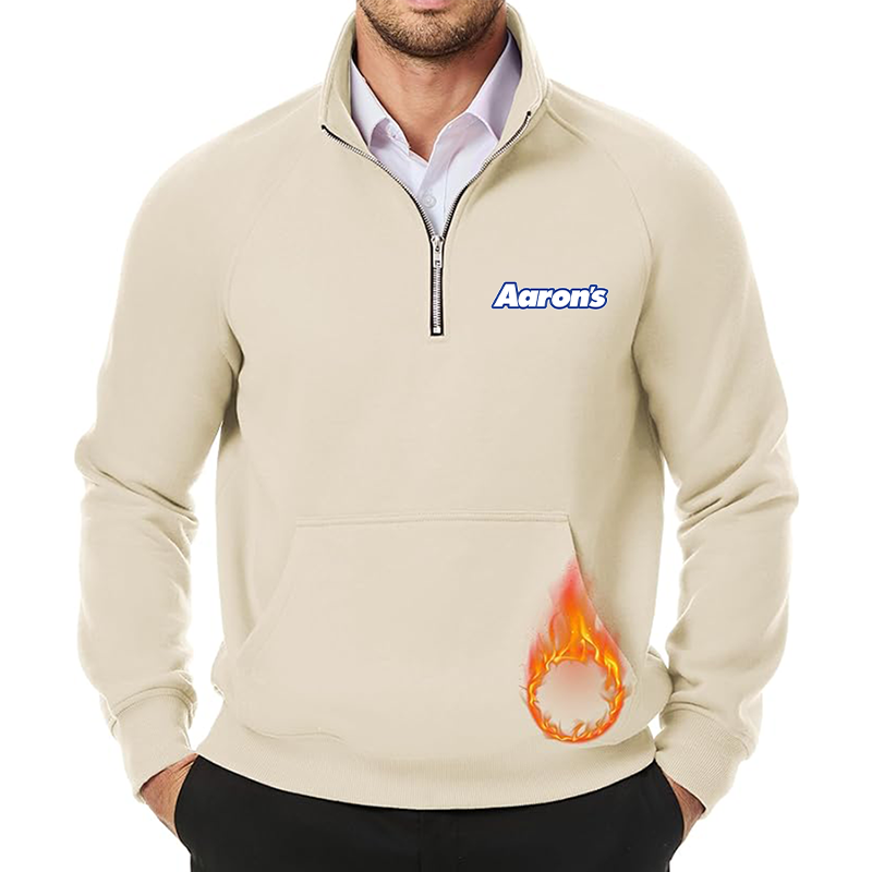 Men's Aarons JMIERR  Quarter Zip Pullover Heavy Sweatshirts Warm Fleece Sweatshirt Polo