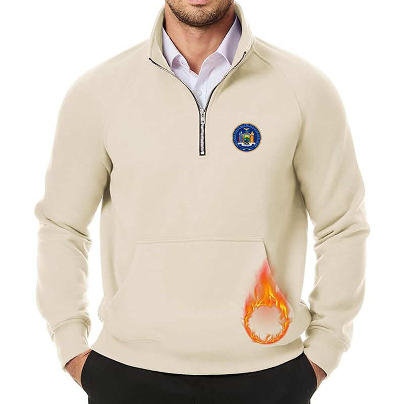 Men's New York  JMIERR  Quarter Zip Pullover Heavy Sweatshirts Warm Fleece Sweatshirt Polo