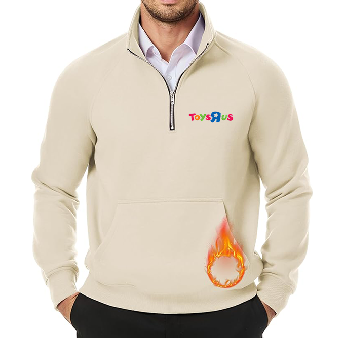 Men's Toys R Us JMIERR  Quarter Zip Pullover Heavy Sweatshirts Warm Fleece Sweatshirt Polo