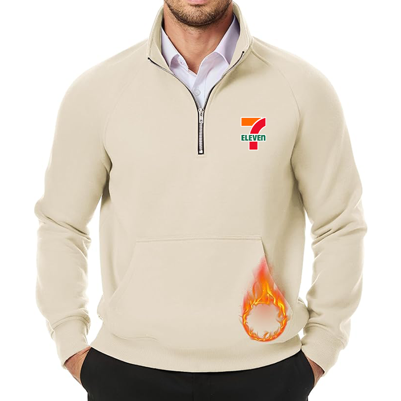 Men's 7-Eleven JMIERR  Quarter Zip Pullover Heavy Sweatshirts Warm Fleece Sweatshirt Polo