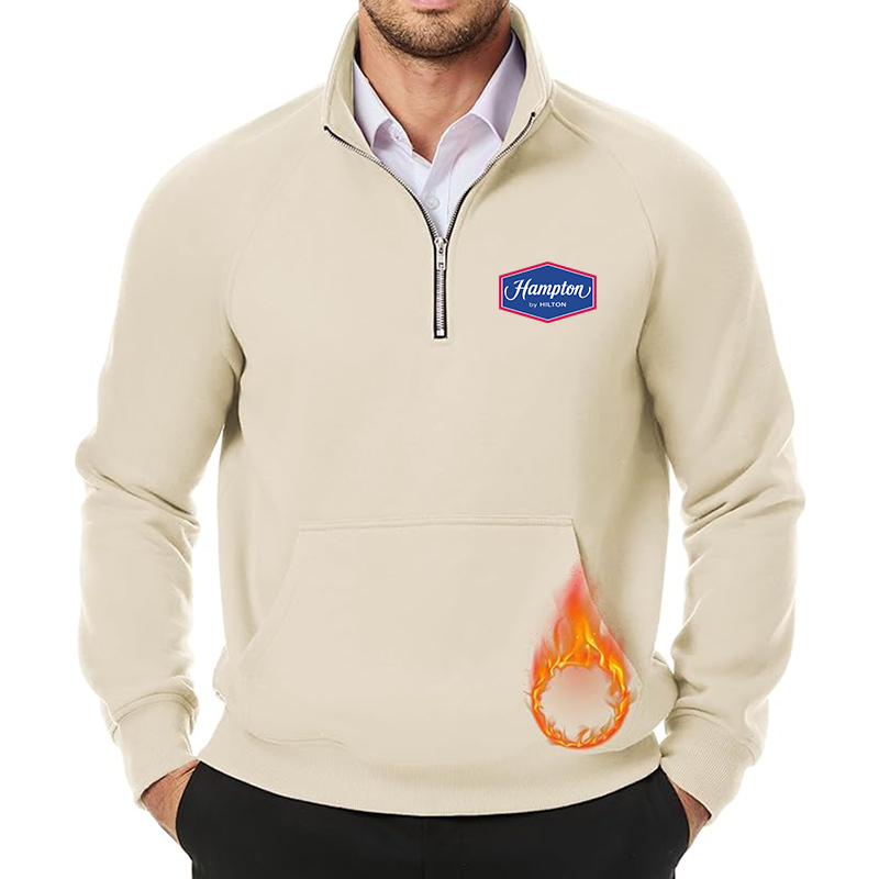 Men's Hampton JMIERR  Quarter Zip Pullover Heavy Sweatshirts Warm Fleece Sweatshirt Polo