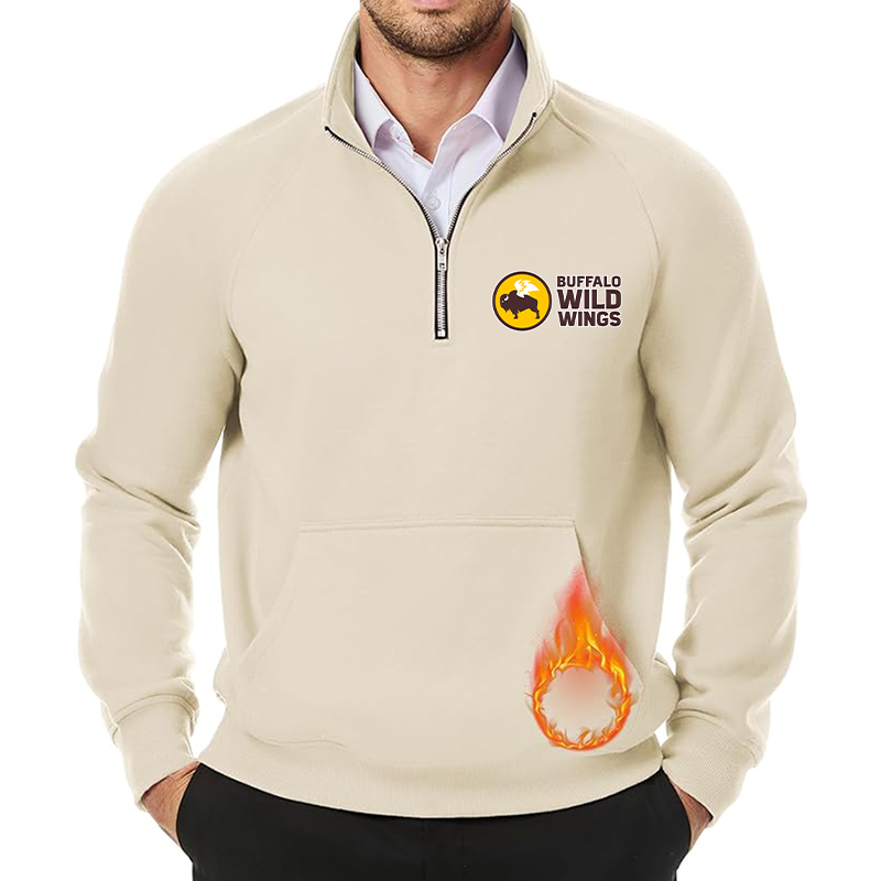 Men's Buffalo Wild Wings JMIERR  Quarter Zip Pullover Heavy Sweatshirts Warm Fleece Sweatshirt Polo