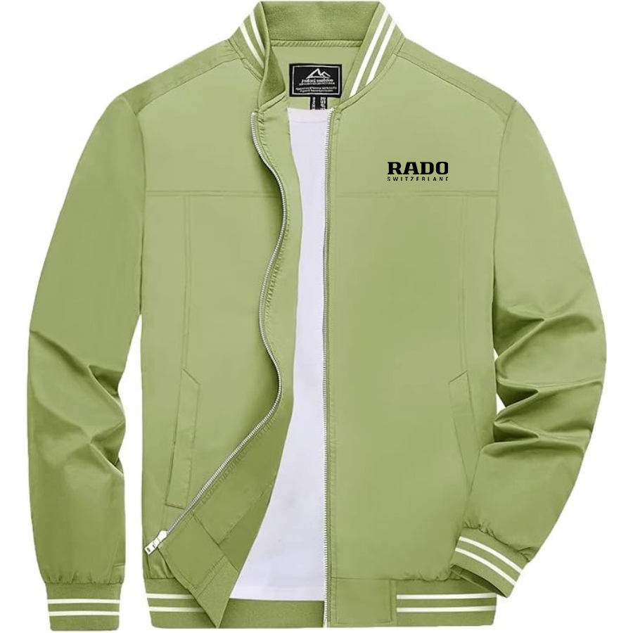Men's Rado Lightweight Zip-Up Bomber Jacket with Ribbed Collar and Cuffs Versatile Casual Outerwear