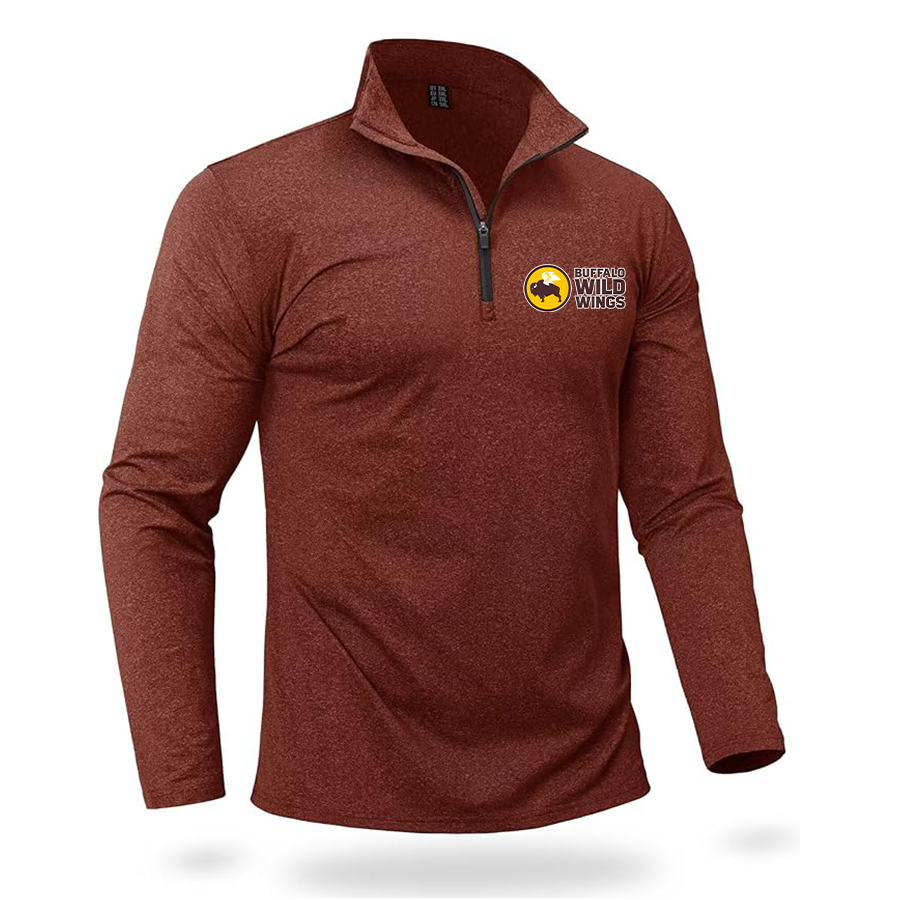Men's Buffalo Wild Wings Quarter Zip Pullover Premium Fleece Lined Heather Long Sleeve Golf Shirts Midweight 1/4 Half Zip Sweatshirts