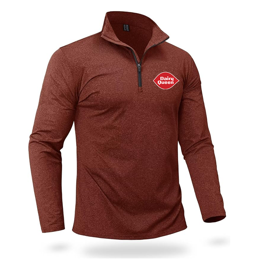 Men's Dairy Queen Quarter Zip Pullover Premium Fleece Lined Heather Long Sleeve Golf Shirts Midweight 1/4 Half Zip Sweatshirts