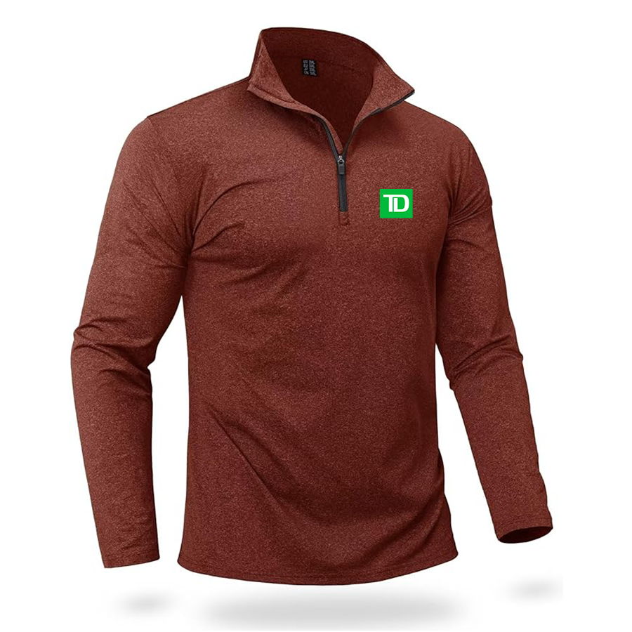 Men's TD Bank Quarter Zip Pullover Premium Fleece Lined Heather Long Sleeve Golf Shirts Midweight 1/4 Half Zip Sweatshirts