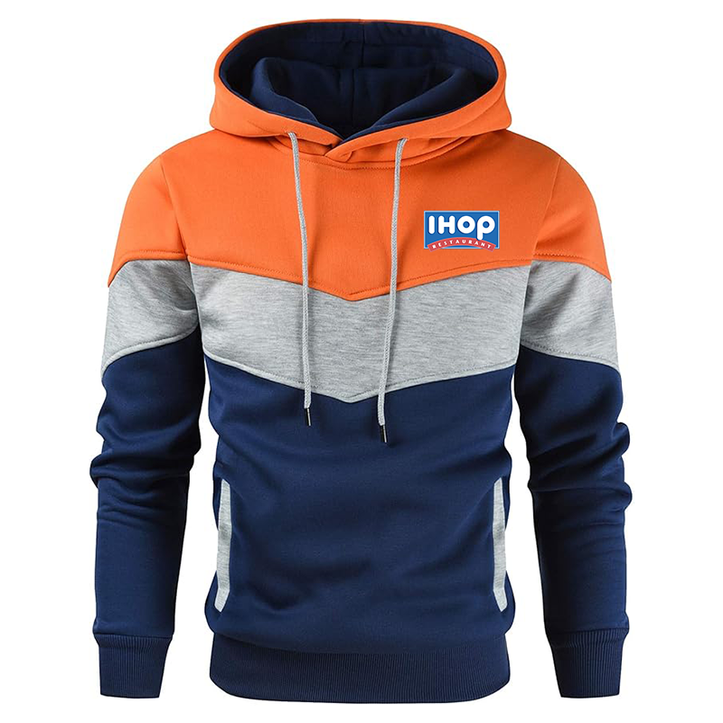 Men's ihop Gesean Novelty Color Block Pullover Fleece Hoodie Long Sleeve Casual Sweatshirt with Pocket